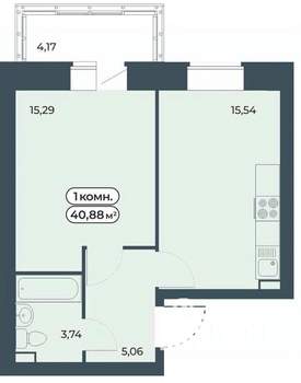 1-к квартира, вторичка, 41м2, 3/9 этаж