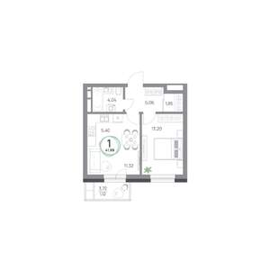 2-к квартира, вторичка, 43м2, 6/17 этаж