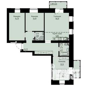4-к квартира, строящийся дом, 87м2, 7/7 этаж