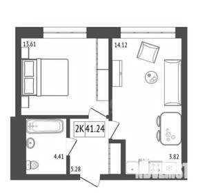 2-к квартира, вторичка, 41м2, 10/17 этаж