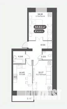 2-к квартира, вторичка, 65м2, 3/15 этаж