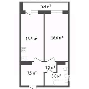 2-к квартира, вторичка, 60м2, 13/17 этаж