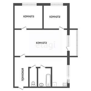 3-к квартира, вторичка, 48м2, 5/5 этаж