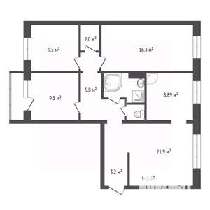 4-к квартира, вторичка, 83м2, 4/10 этаж