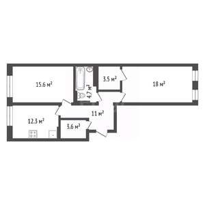 2-к квартира, вторичка, 69м2, 7/21 этаж