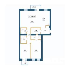 4-к квартира, вторичка, 105м2, 3/7 этаж