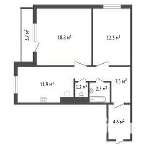 2-к квартира, вторичка, 61м2, 10/17 этаж