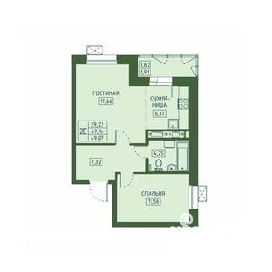 2-к квартира, вторичка, 49м2, 5/23 этаж