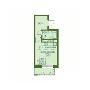 Студия квартира, вторичка, 29м2, 4/23 этаж