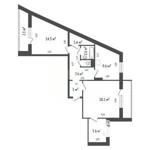 3-к квартира, вторичка, 63м2, 9/14 этаж