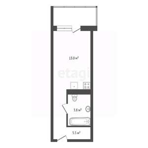 Студия квартира, вторичка, 24м2, 10/25 этаж