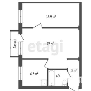 2-к квартира, вторичка, 45м2, 4/5 этаж
