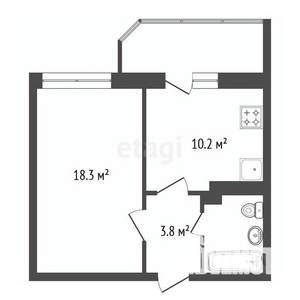 1-к квартира, вторичка, 38м2, 4/7 этаж