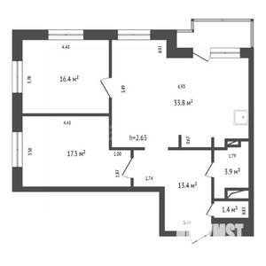 3-к квартира, вторичка, 87м2, 7/16 этаж