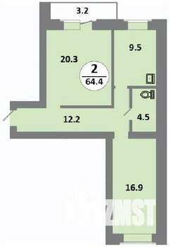 2-к квартира, строящийся дом, 63м2, 14/14 этаж