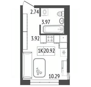 1-к квартира, вторичка, 21м2, 8/17 этаж