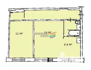 2-к квартира, вторичка, 44м2, 1/5 этаж