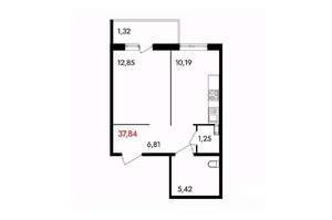 1-к квартира, вторичка, 38м2, 16/18 этаж