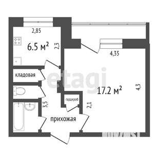 1-к квартира, вторичка, 34м2, 1/9 этаж