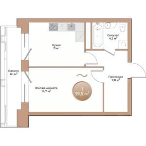 1-к квартира, вторичка, 40м2, 5/24 этаж