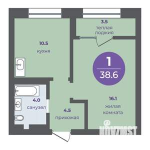 1-к квартира, вторичка, 35м2, 14/17 этаж