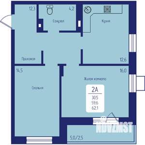 2-к квартира, вторичка, 62м2, 10/12 этаж