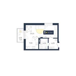 1-к квартира, строящийся дом, 38м2, 5/5 этаж