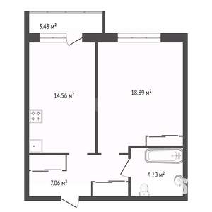 1-к квартира, вторичка, 48м2, 11/16 этаж