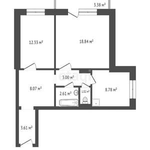 2-к квартира, вторичка, 58м2, 11/17 этаж