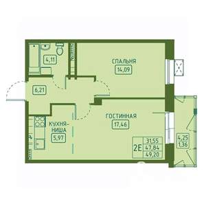 2-к квартира, вторичка, 49м2, 10/23 этаж