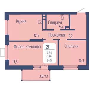 2-к квартира, вторичка, 55м2, 12/15 этаж