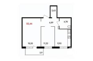 2-к квартира, вторичка, 56м2, 5/18 этаж