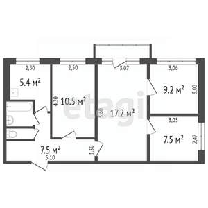 4-к квартира, вторичка, 60м2, 5/5 этаж