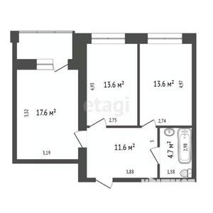 2-к квартира, вторичка, 63м2, 11/14 этаж