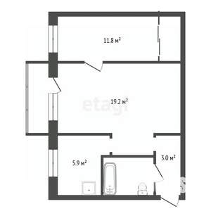 2-к квартира, вторичка, 45м2, 4/5 этаж