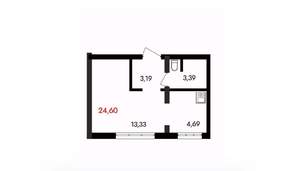 1-к квартира, вторичка, 25м2, 6/18 этаж