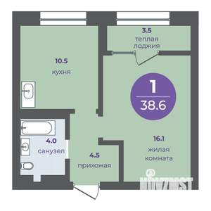 1-к квартира, вторичка, 35м2, 14/25 этаж