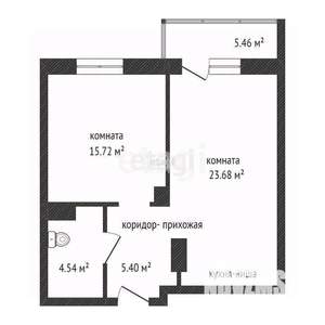 2-к квартира, сданный дом, 51м2, 9/18 этаж