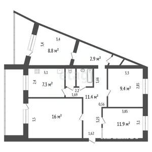 4-к квартира, вторичка, 72м2, 5/5 этаж
