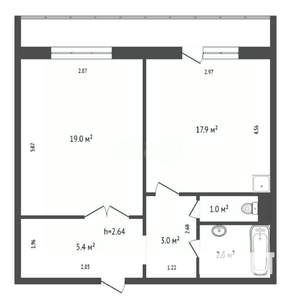 1-к квартира, вторичка, 42м2, 3/16 этаж