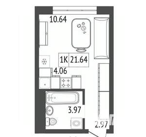 1-к квартира, вторичка, 22м2, 12/17 этаж
