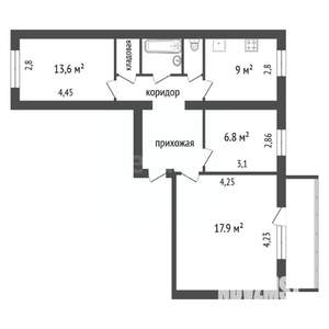 3-к квартира, вторичка, 62м2, 4/9 этаж
