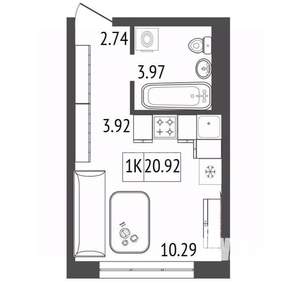 1-к квартира, вторичка, 21м2, 13/17 этаж