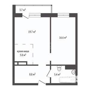 2-к квартира, вторичка, 59м2, 10/17 этаж