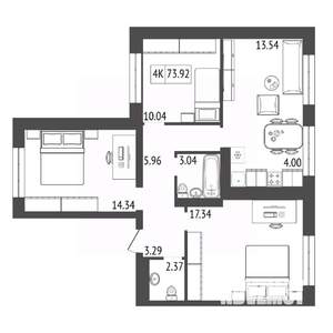 4-к квартира, вторичка, 74м2, 6/17 этаж