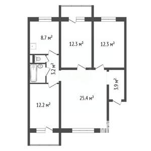 4-к квартира, вторичка, 82м2, 8/10 этаж