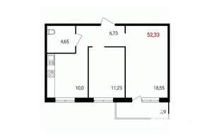 2-к квартира, вторичка, 52м2, 14/18 этаж