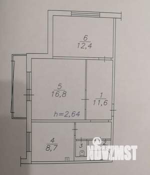 2-к квартира, вторичка, 53м2, 2/10 этаж