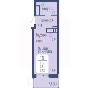 Студия квартира, вторичка, 29м2, 3/24 этаж