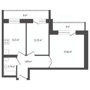 2-к квартира, вторичка, 54м2, 20/25 этаж